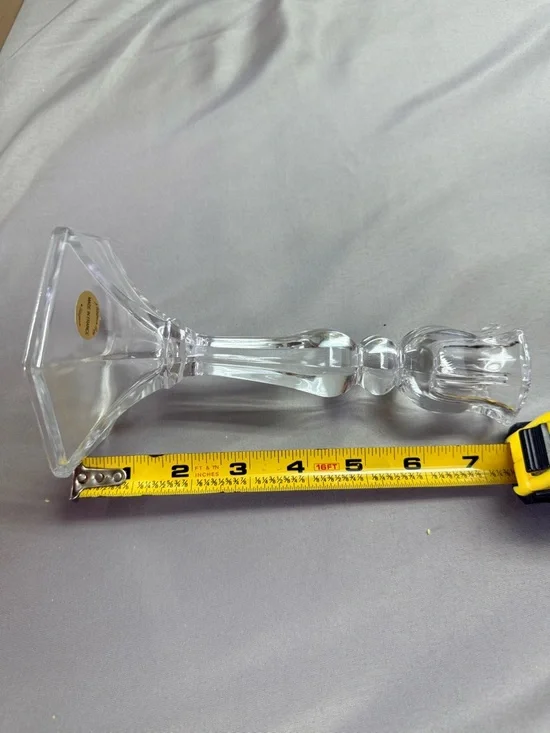 Vintage Teleflora French Crystal Glass Candlestick Holders Pair France 7" - Picture 5 of 8